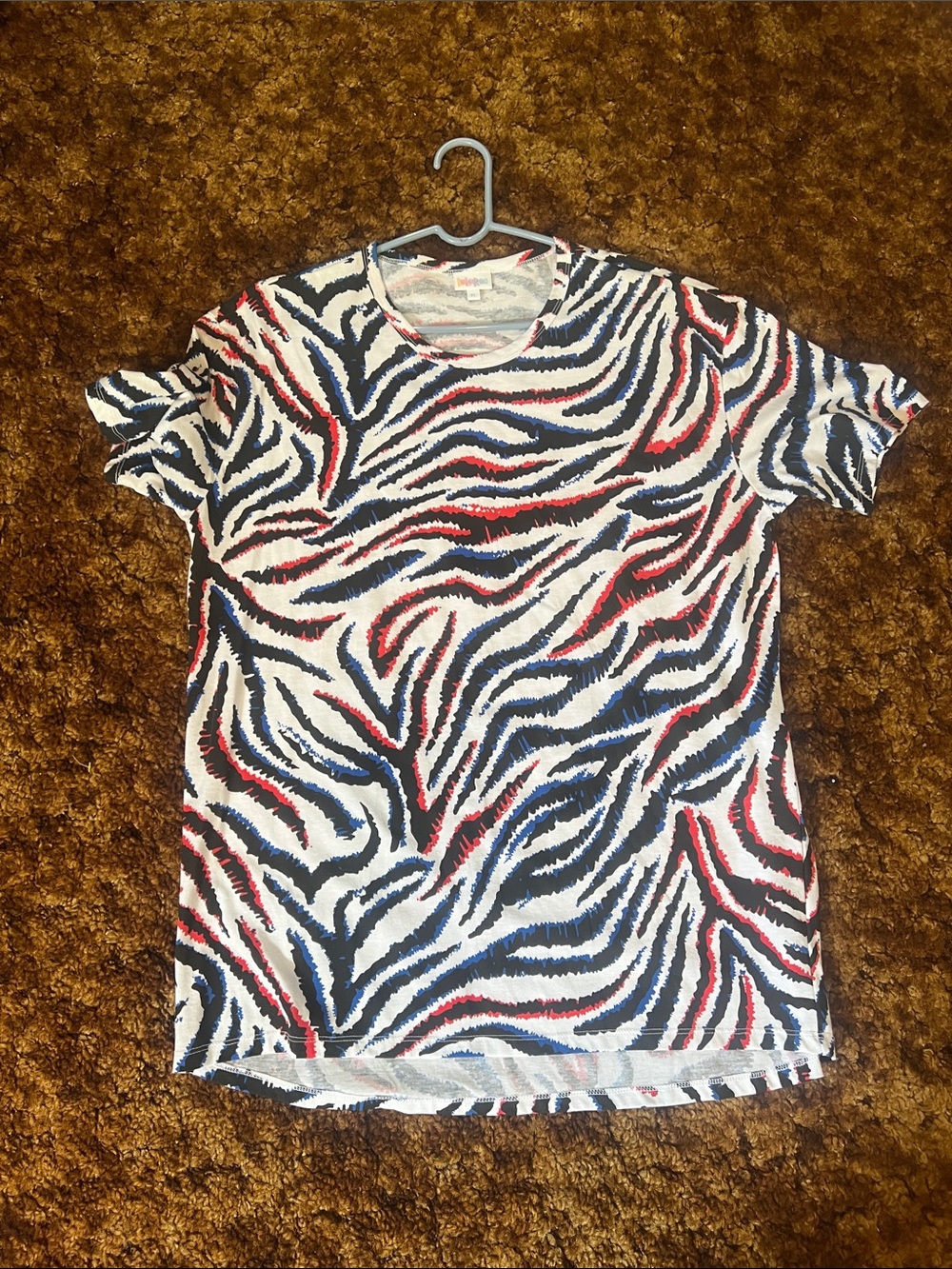 Zebra Stripe Tee in White, Black & Red